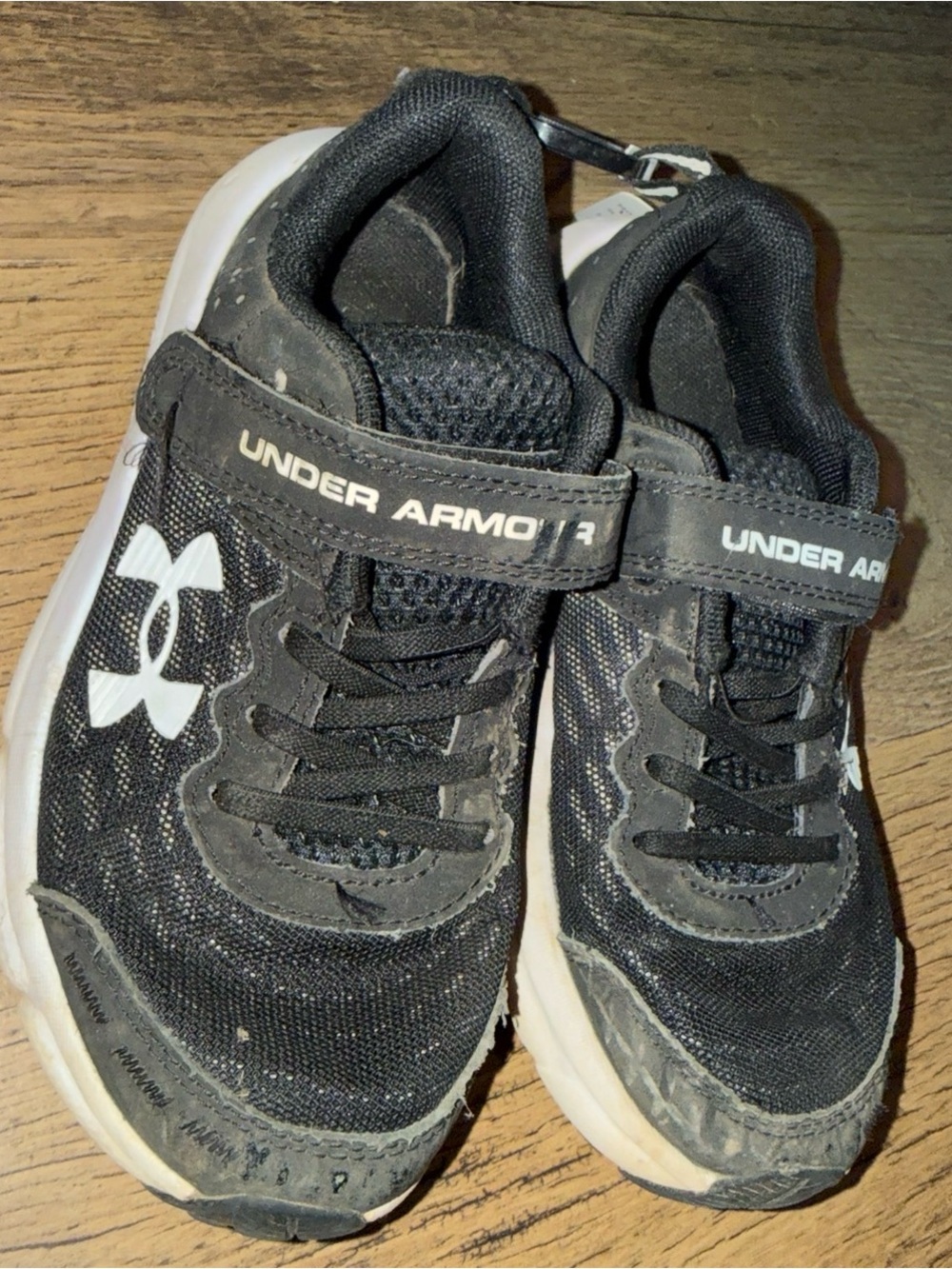 Under Armour Black Kids Velcro Athletic Sneakers